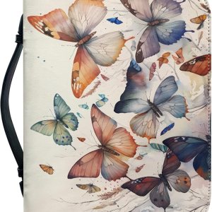 Fundas de Biblia de mariposa personalizadas de cuero para mujeres y niñas, pequeñas con asa y cremallera, fundas de Biblia para estudio bíblico, Fundas de Biblia de mariposa personalizadas de cuero para mujeres y niñas, pequeñas con asa y cremallera, fundas de Biblia para estudio bíblico,