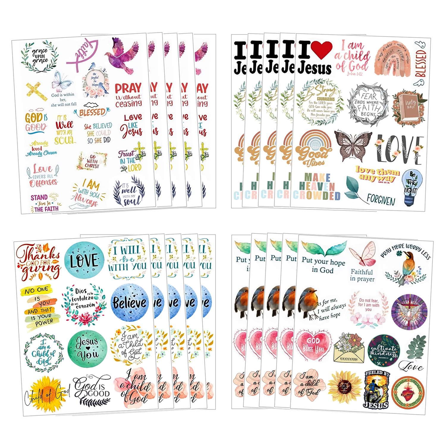 20 hojas de tatuajes temporales con versículos de la Biblia, calcomanías motivacionales de escritura inspiradora, tatuajes de fe, regalos de fiesta,