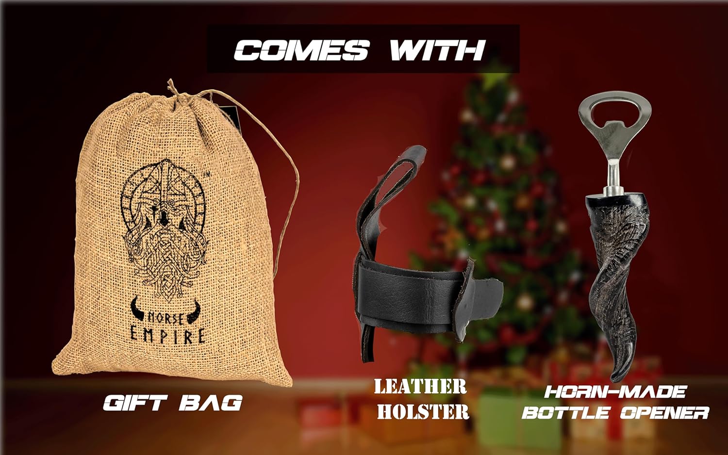 Cuerno vikingo de 12 onzas con soporte, auténtico regalo único de cerveza para hombres y mujeres, jarra medieval para whisky Mead Ale  Accesorios de