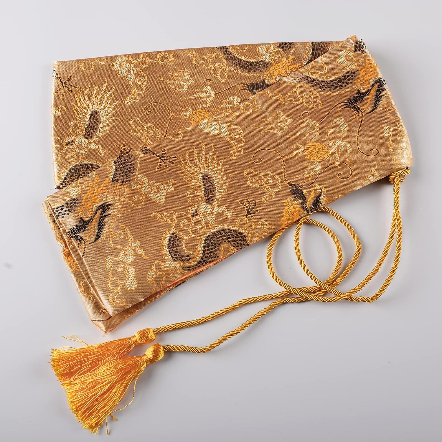 Bolsa de espada de oro de seda sintética suave para espada Katana Samurai