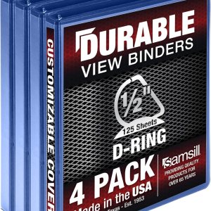Samsill Carpeta duradera de 0.5 pulgadas, fabricada en los Estados Unidos, carpeta de anillos en D, carpeta transparente personalizable, azul, Samsill Carpeta duradera de 0.5 pulgadas, fabricada en los Estados Unidos, carpeta de anillos en D, carpeta transparente personalizable, azul,