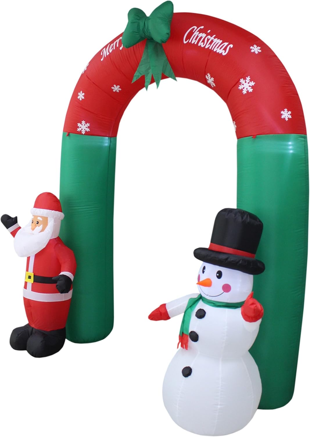 Arco inflable de Navidad iluminado de 8 pies de alto con arco de Papá Noel y muñeco de nieve con lazo luces LED para decoración de patio