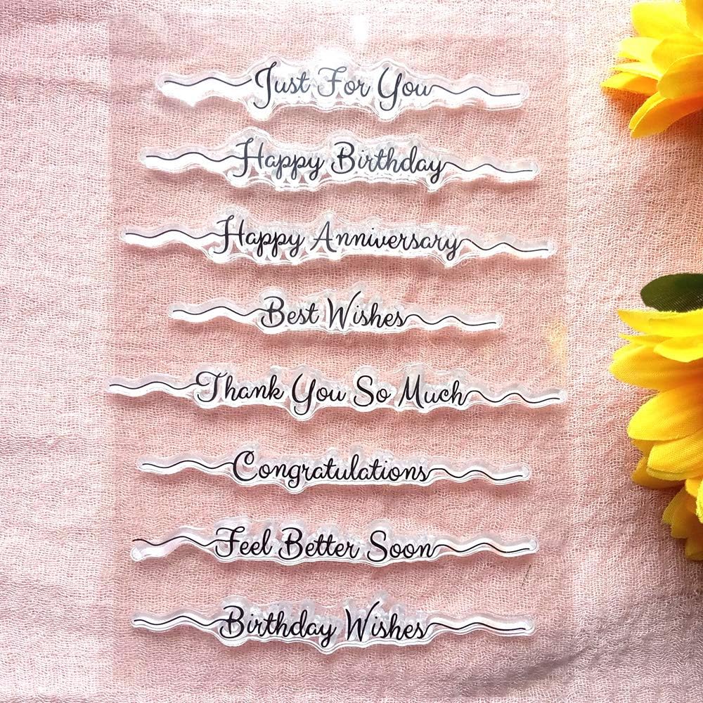 Palabras Feliz Cumpleaños Just for You Best Wishes Felicitaciones Sellos transparentes para hacer tarjetas Decoración y DIY Scrapbooking