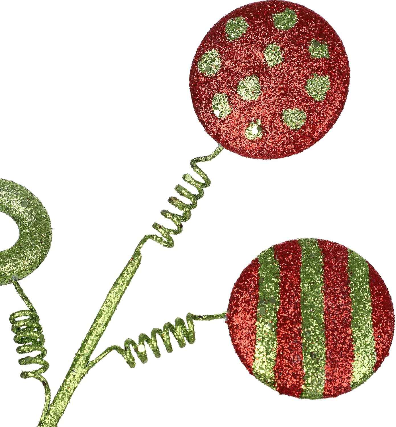 MANMAOHE 6 piezas de palillos y aerosoles de Navidad con purpurina de 16.5 pulgadas, tallos de dulces de Navidad, paletas, adornos para árbol de