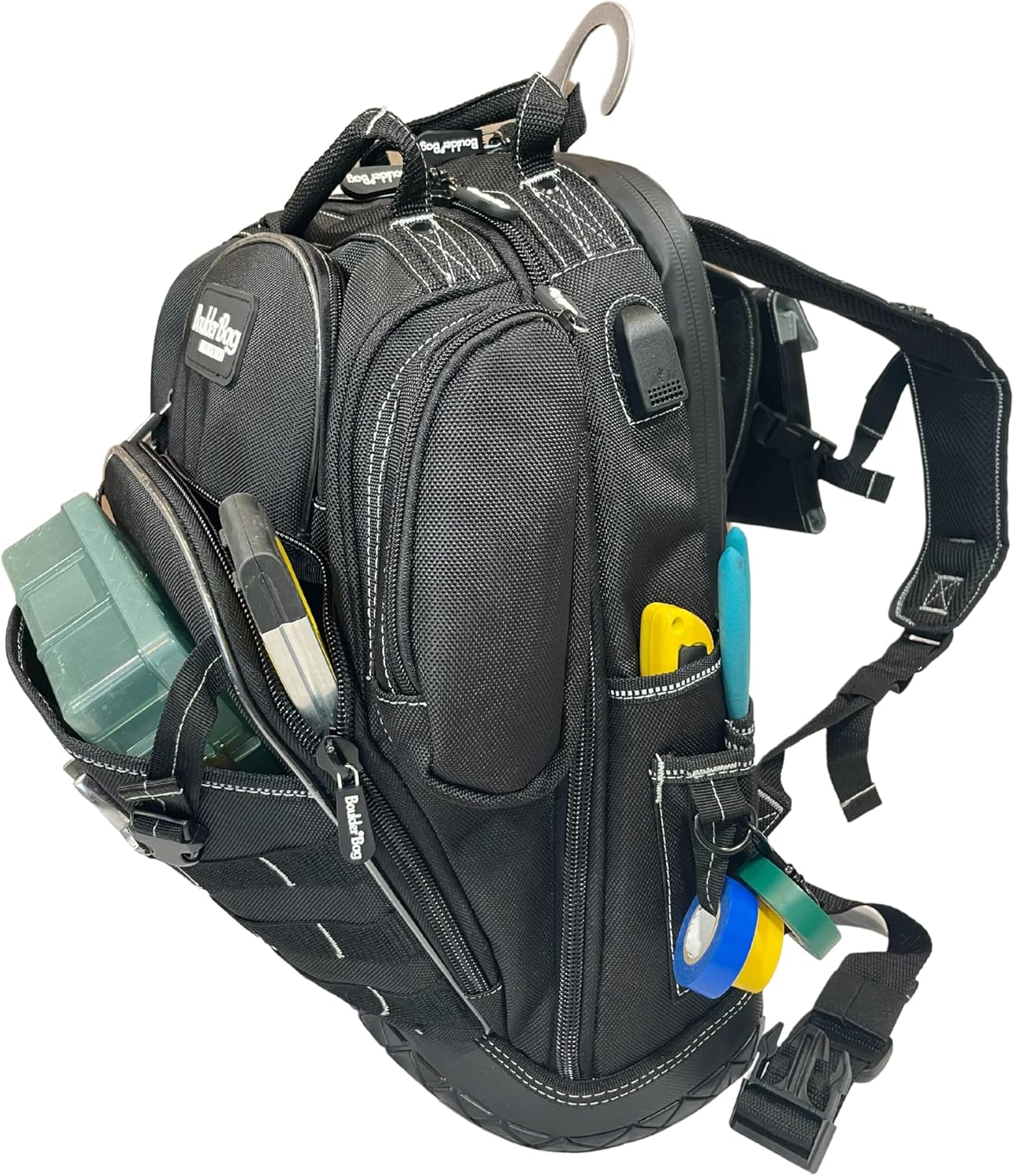 BOULDER Mochila de 80 bolsillos para herramientas  Mochila de herramientas para electricistas de alta resistencia, bolsa de herramientas duradera,