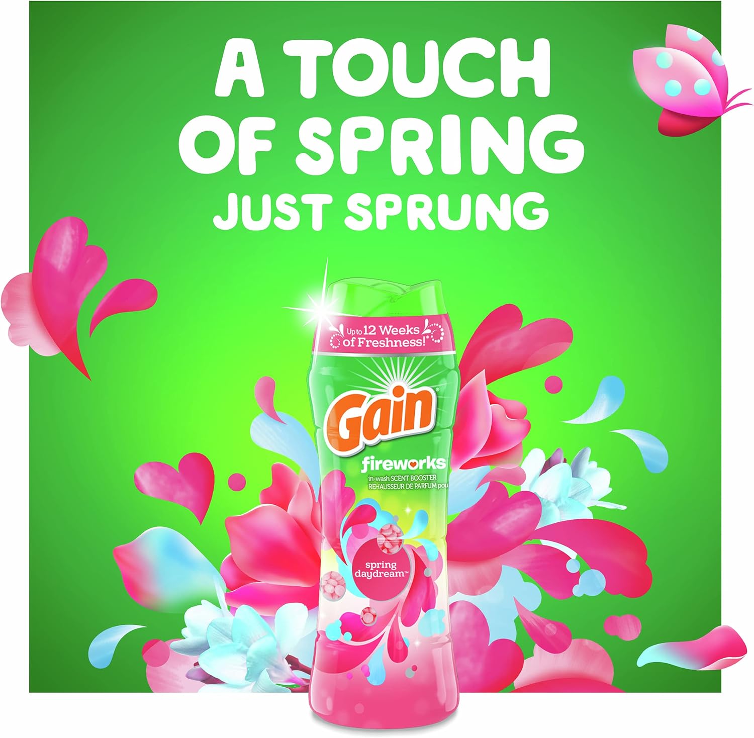 Gain Fireworks – Cuentas potenciadoras de aroma para lavandería, compatible con HE, aroma Spring Daydream, 24 onzas líquidas