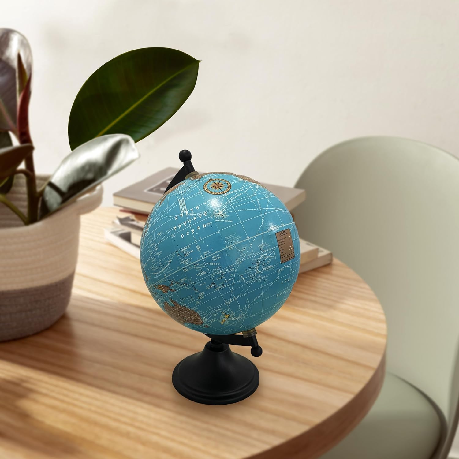 Rely+ Globo de tierra para decoración de escritorio y oficina, 6 pulgadas, elegante globo giratorio con soporte, perfecto para estantería y mesa,