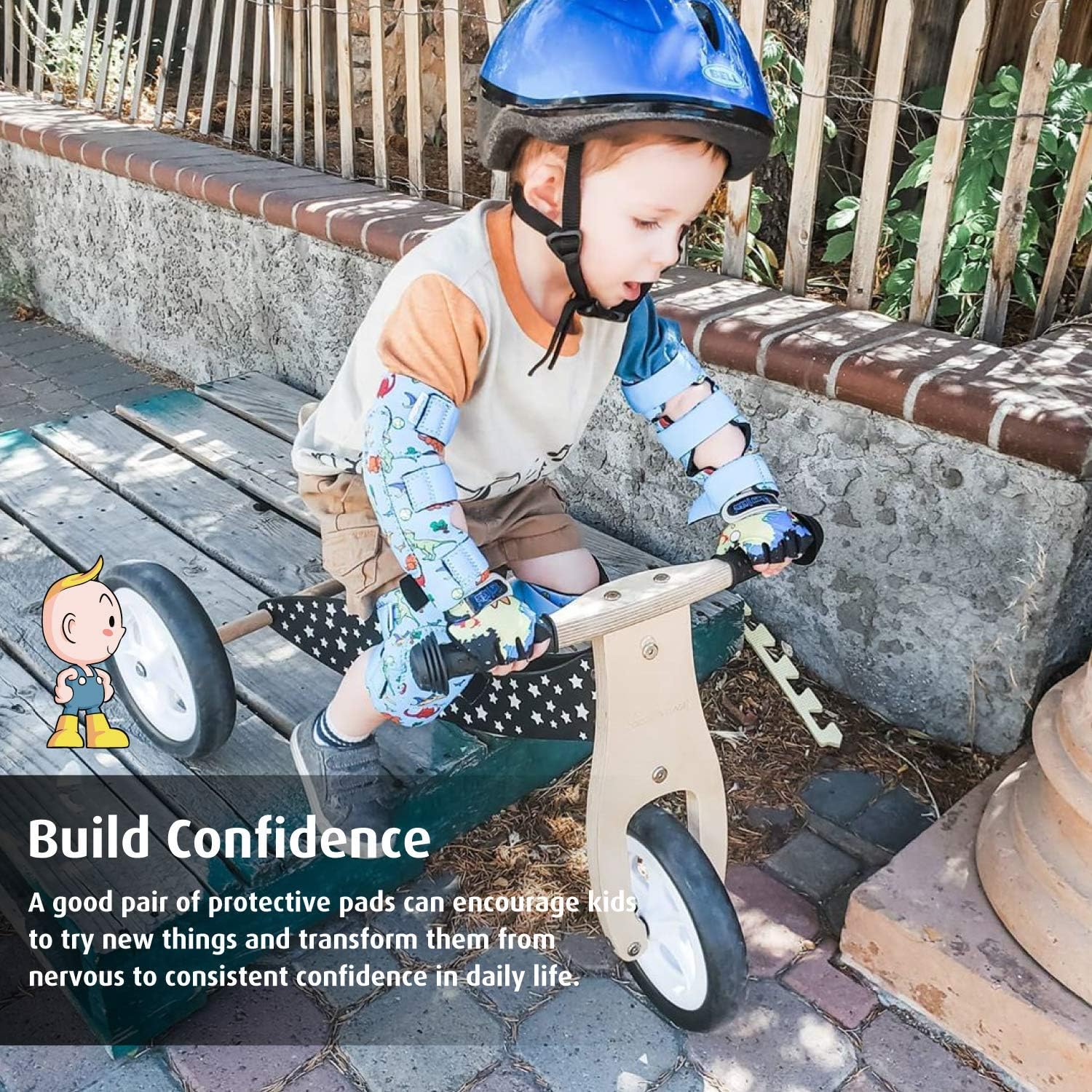 Simply Kids – Innovadoras rodilleras y coderas para niños con guantes de bicicleta, juego de equipamiento protector para niños con bolsa de malla I