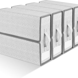 Doosela Organizadores y almacenamiento de sábanas, 4 paquetes de caja de almacenamiento plegable con cremallera para sábanas Queen o King, cubo de Doosela Organizadores y almacenamiento de sábanas, 4 paquetes de caja de almacenamiento plegable con cremallera para sábanas Queen o King, cubo de