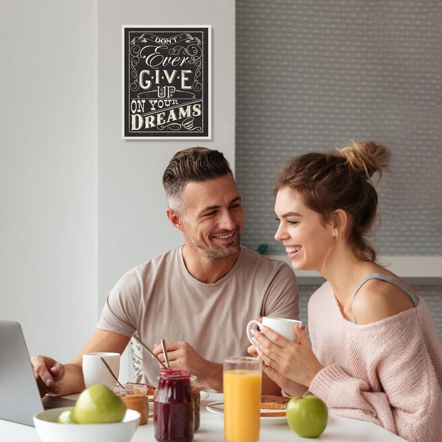 Don’t Ever Give Up On Your Dreams!- Positive Thinking- Motivational Wall Art Decor, Distressed Replica Wall Art Print. Perfect for Home Decor and