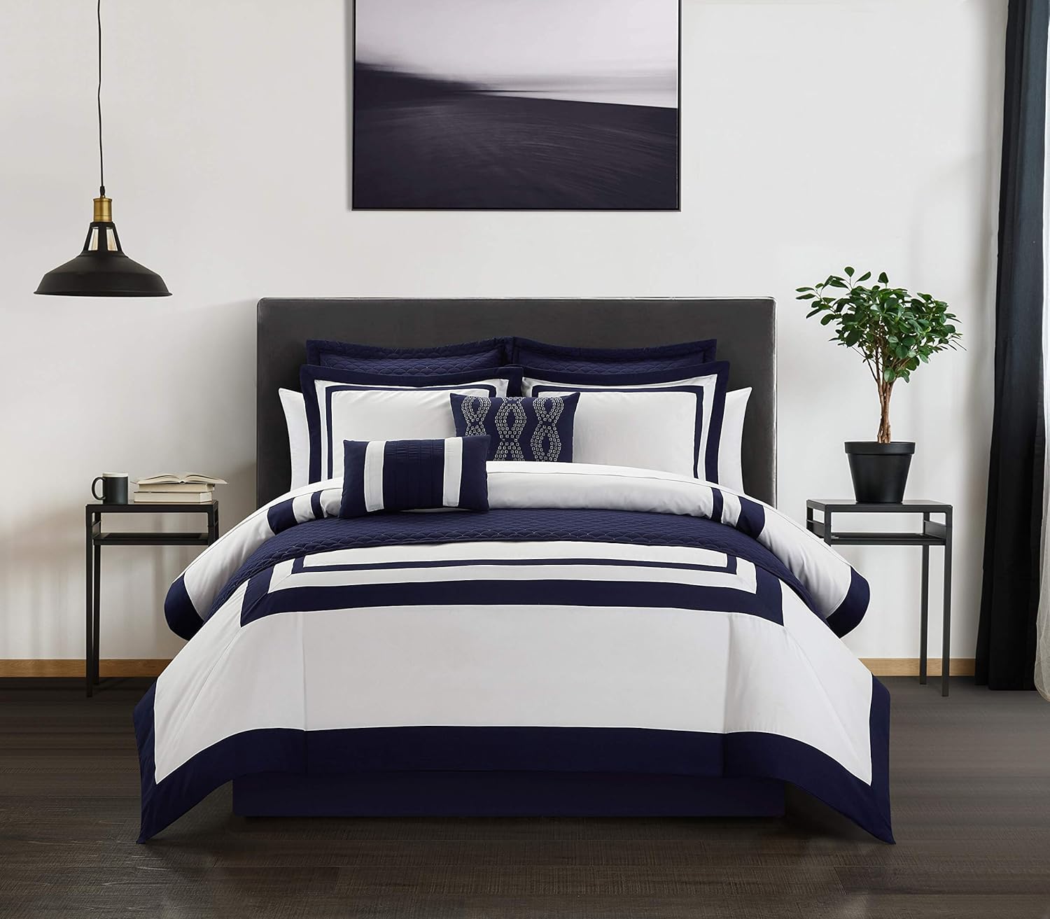 Chic Home BCS18717-AN Hortense 8 Piece Comforter and Quilt Set Hotel Collection Design Fish Scale Pattern Bedding – Decorative Pillows Shams
