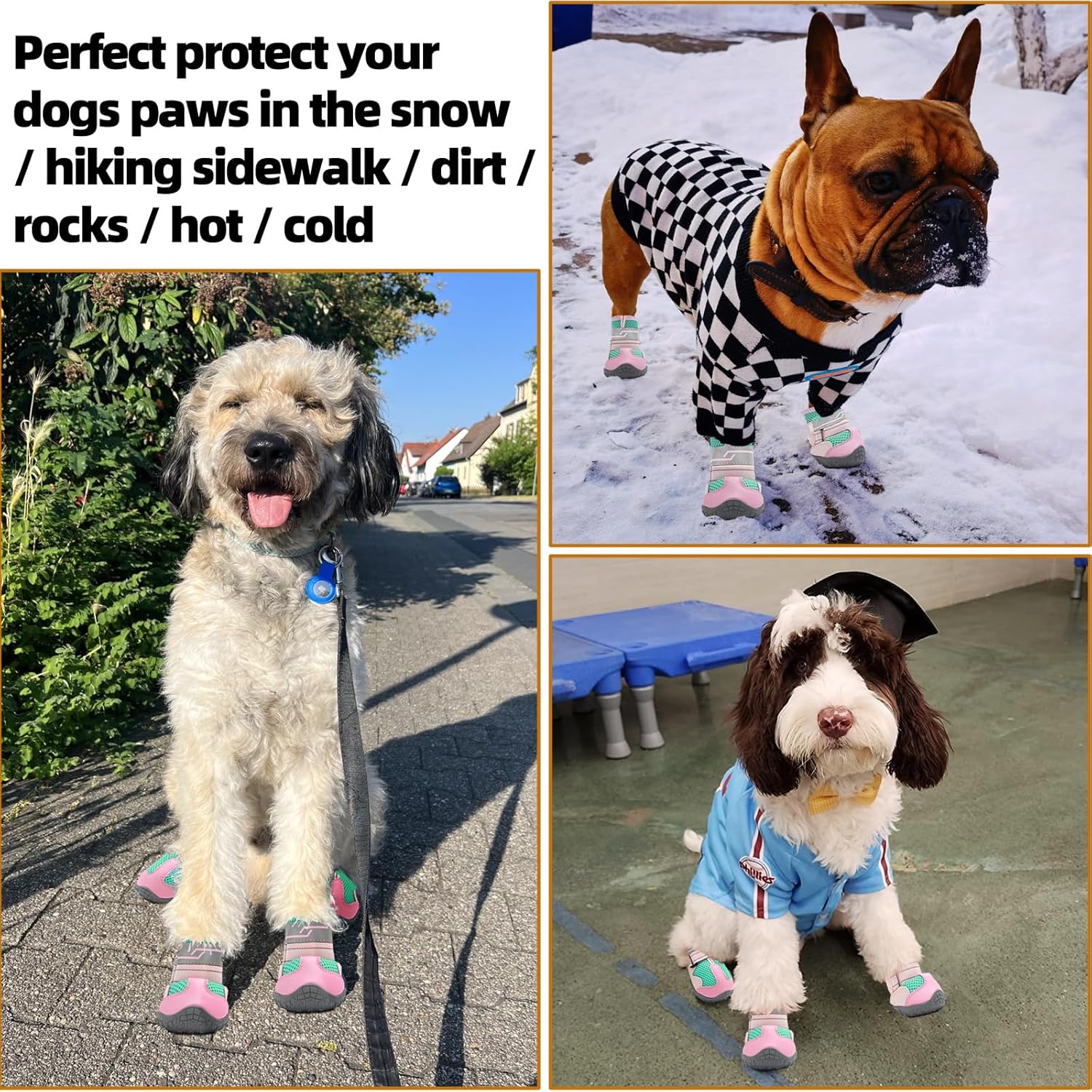 Zapatos para perros grandes botas transpirables para perros medianos, protectores de patas para pavimento caliente de verano, nieve de invierno,