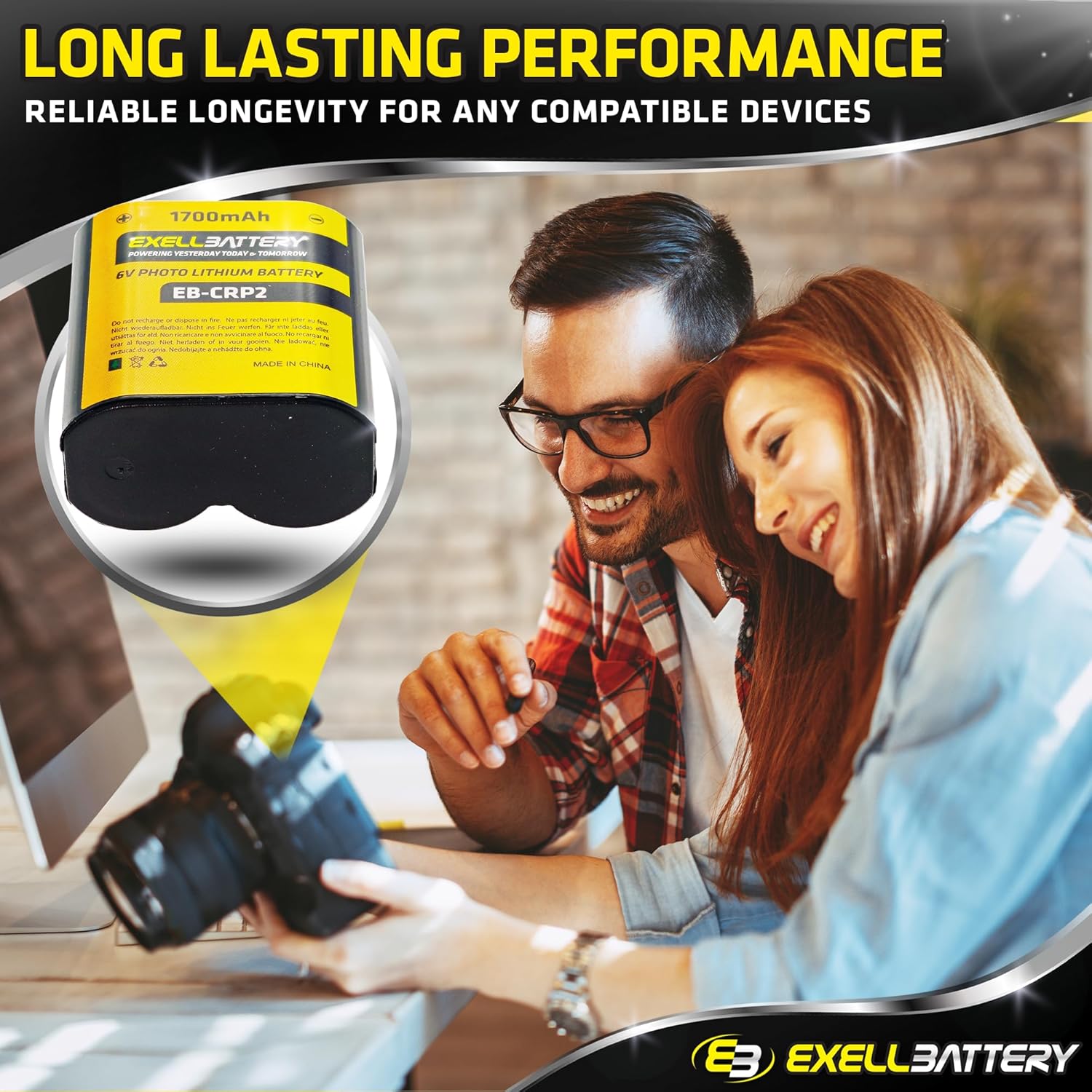 EXELL CR-P2 6V 1700mAh (mayor capacidad en el mercado) Batería de litio compatible con cámaras digitalesanalógicas, accesorios