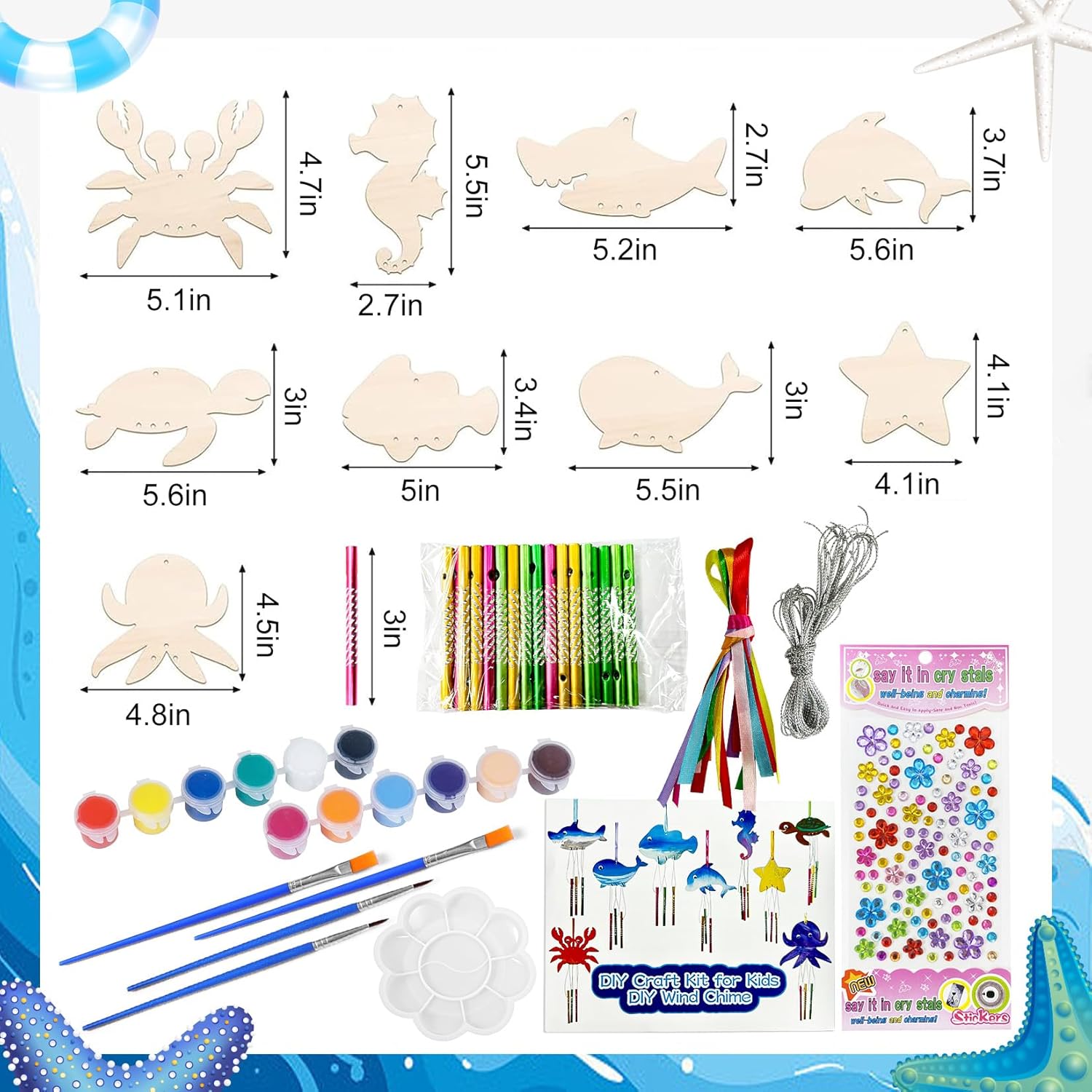 Artes y manualidades para niños, campanilla de viento para niños, kit de campanilla de viento para niñas, niños, artes y manualidades de madera para