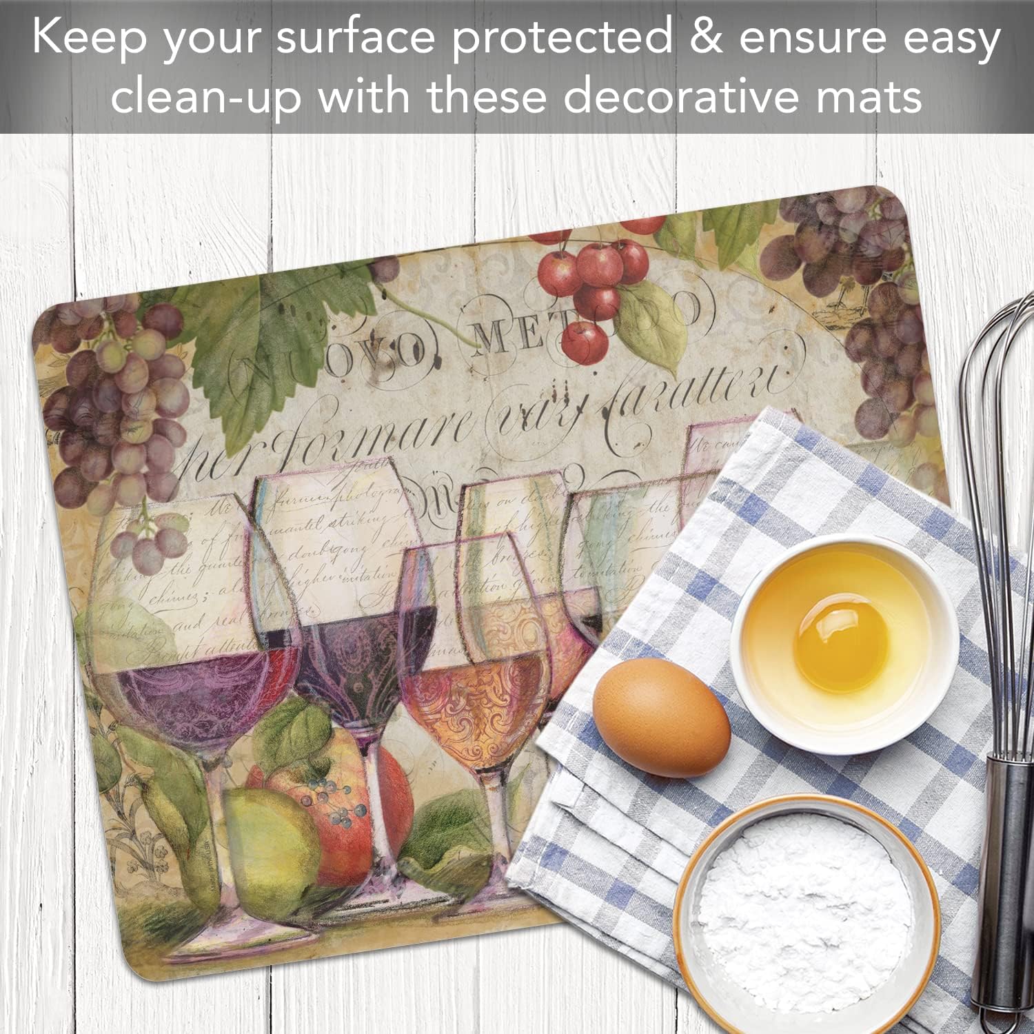 Cut N’ Funnel Wine Country Designer – Tabla de cortar de plástico flexible, fabricada en los Estados Unidos, decorativa, flexible, fácil de limpiar