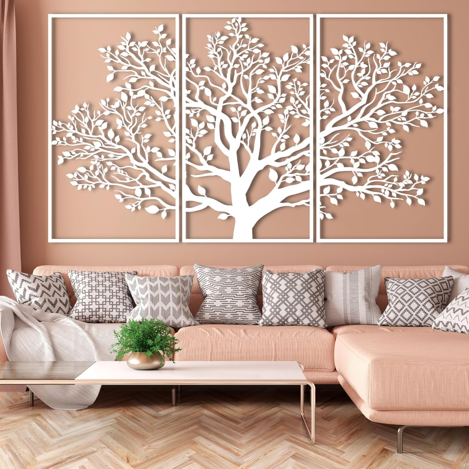 Arte de pared de árbol de la vida, decoración de pared de 3 piezas, arte de pared de árbol de metal, decoración de pared de árbol de metal, letrero