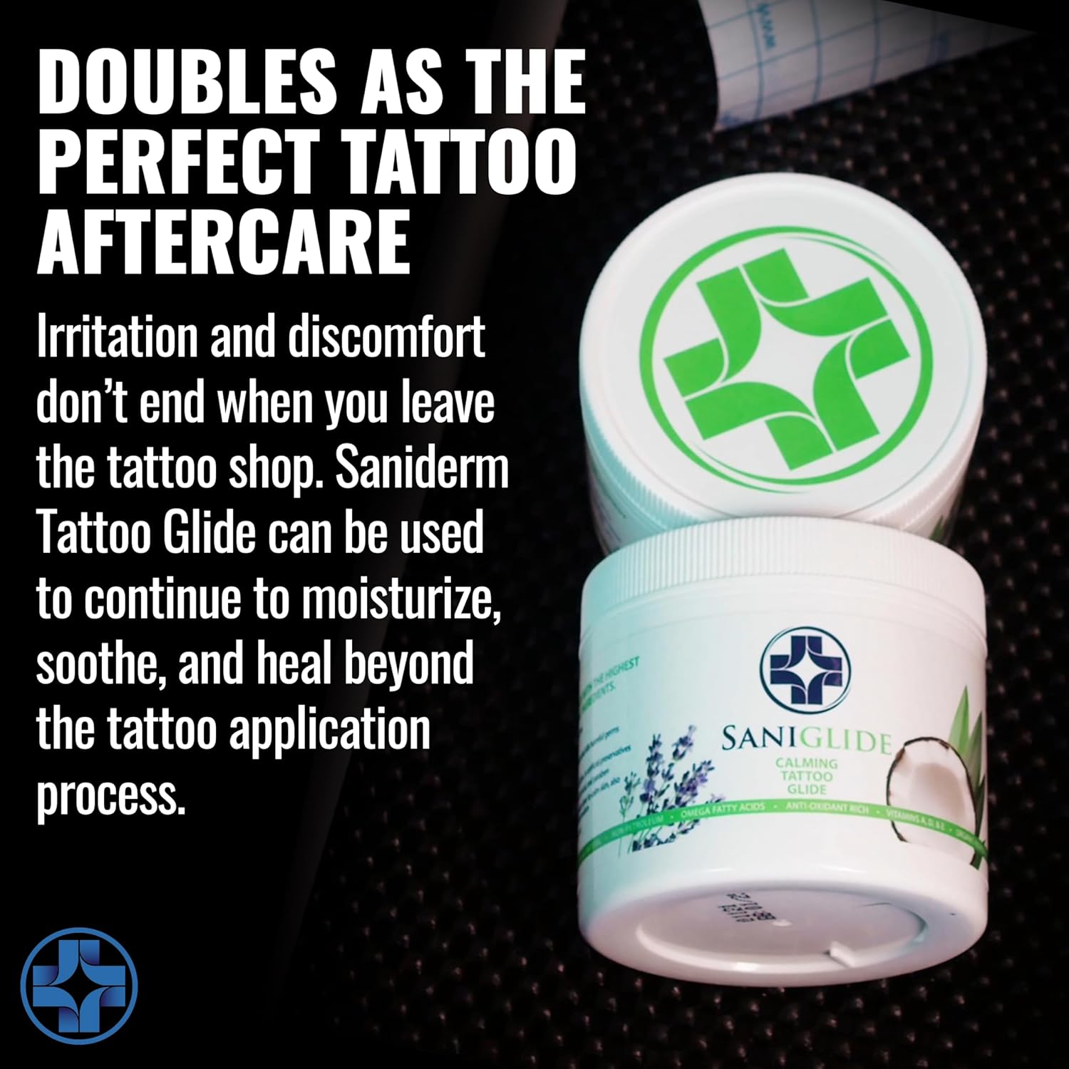 Saniderm Tattoo Glide, Crema hidratante de tatuaje premium (4 onzas)  Uso durante y después del proceso de tatuaje, hecho con ingredientes naturales