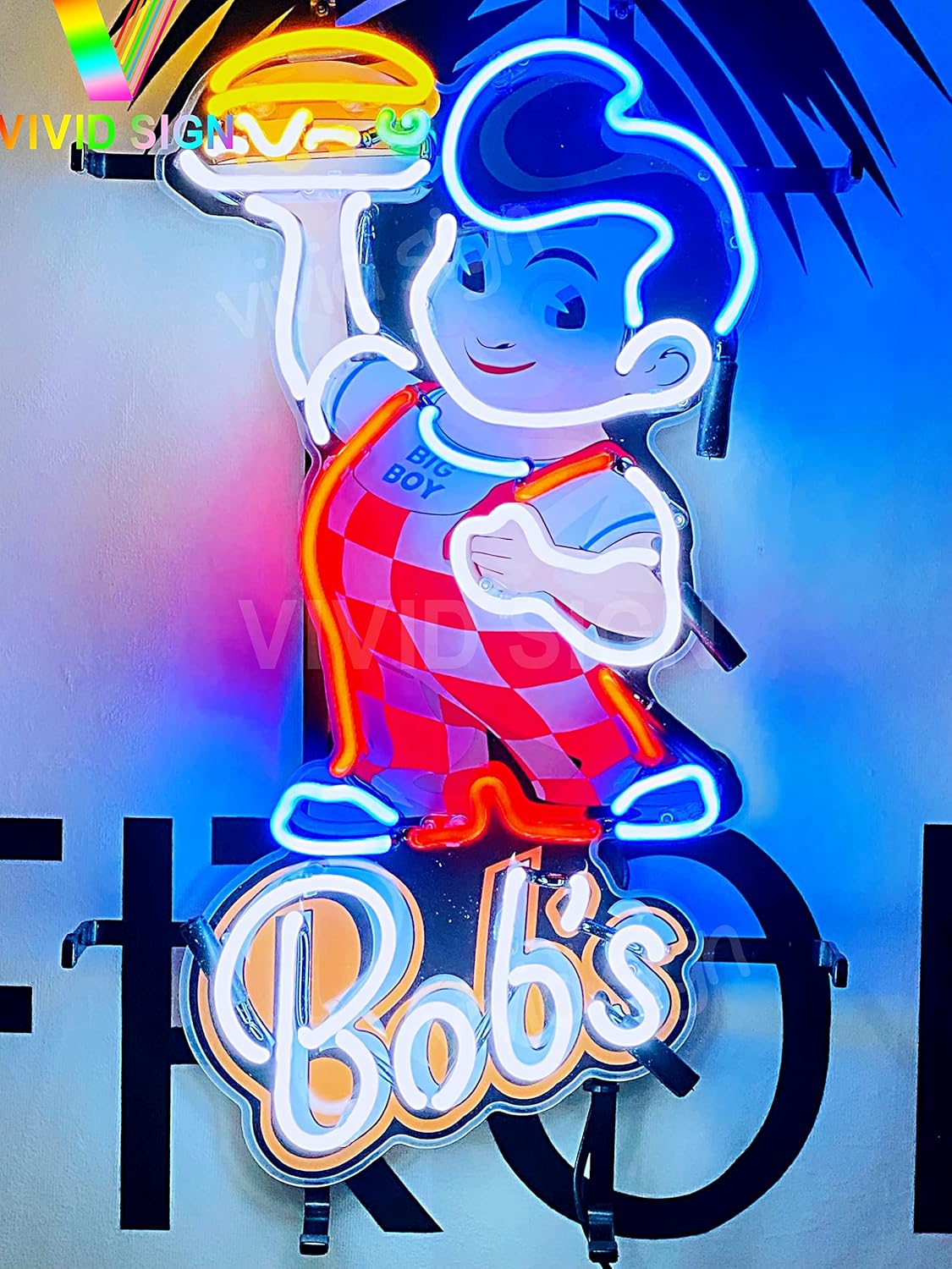 Queen Sense Lámpara de luz de neón de Bob Big Boy de 20 x 12 pulgadas con tecnología de impresión HD Vivid Art A120BSBV2VVD