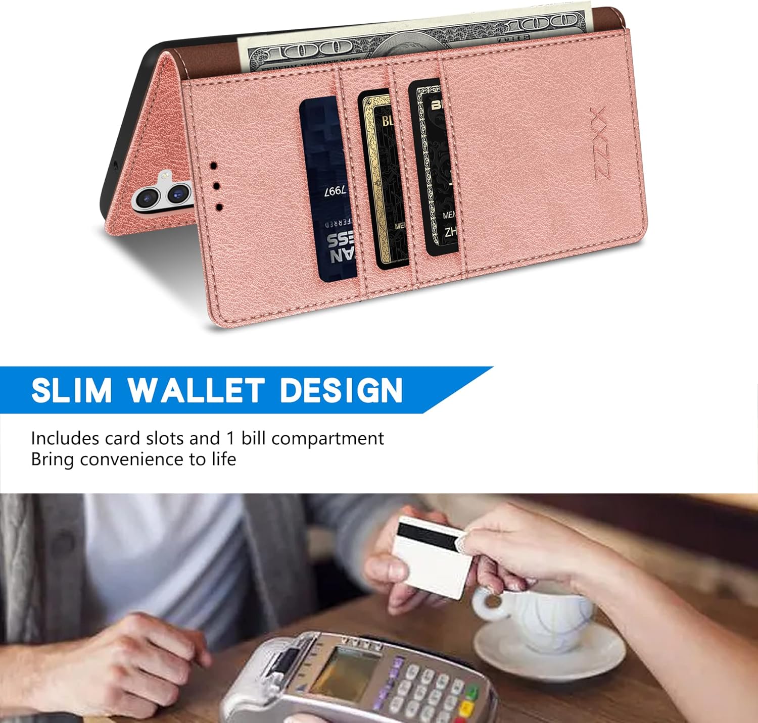 ZZXX Funda tipo cartera para Samsung Galaxy A54 5G con bloqueo RFID, ranura para tarjetas, función atril, cierre magnético, funda protectora de