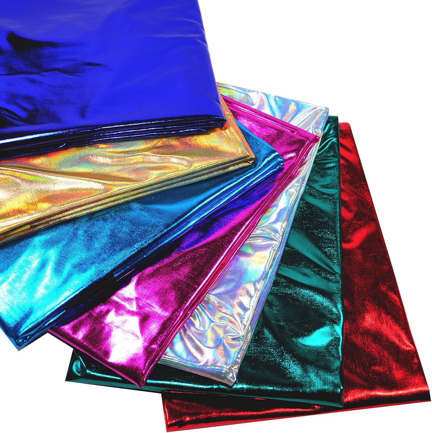 Holograma metálico lámina elástica ancho 58 pulgadas (azul 1 yarda)