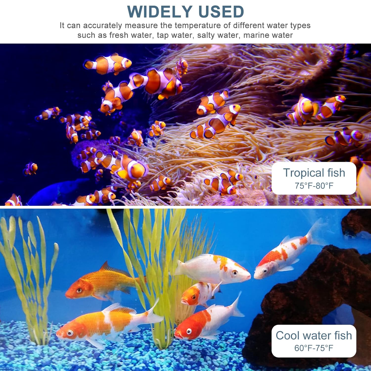 Termómetro de acuario de nueva versión, paquete de 2 termómetros digitales inalámbricos para peces, pantalla LED HD grande, alta precisión de 0.18F,