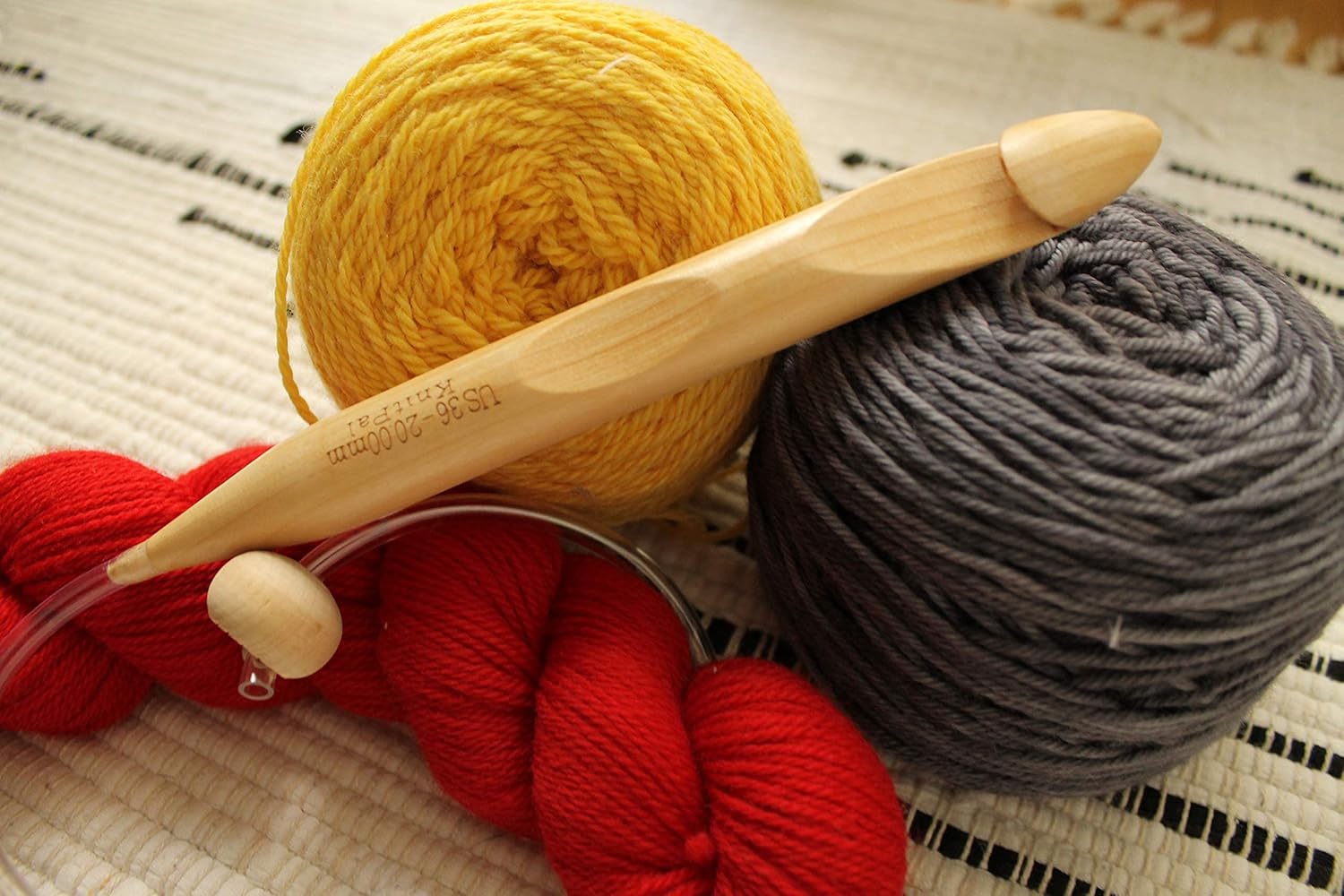 KnitPal Ganchos de madera afganos gigantes de 47 pulgadas (47.2 in) para ganchillo y tejido tunecino, para mantas afganas de bebé, 3 ganchos gruesos