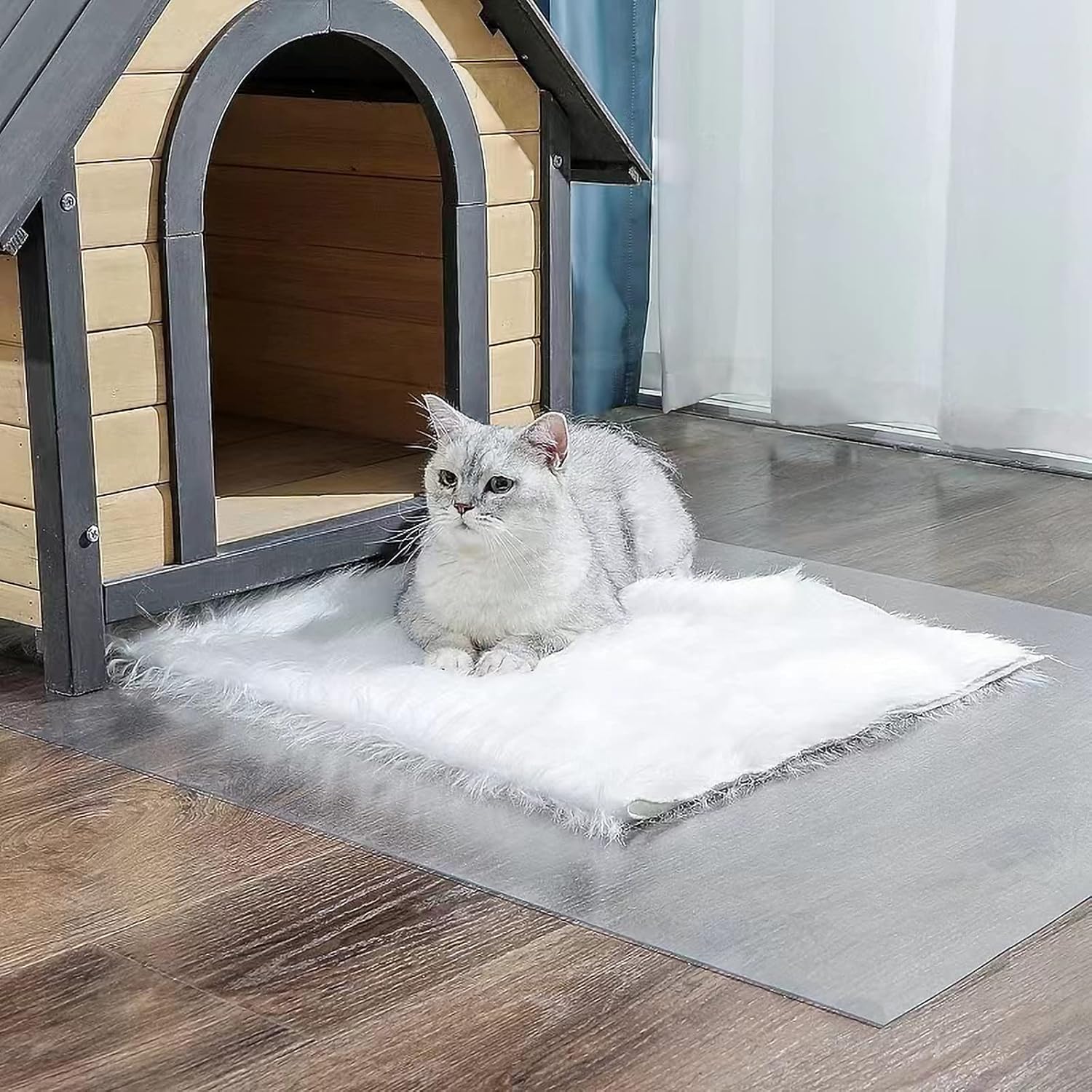 MM MELISEN Tapete de vidrio para silla de oficina, de plástico transparente, antideslizante, impermeable, para interiores y exteriores, protector
