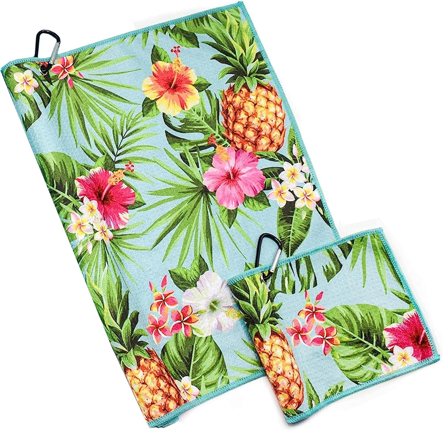 Pineapple Tropics – Juego de 2 toallas de golf con clip para mujeres y hombres, de microfibra, gofres y pelotas