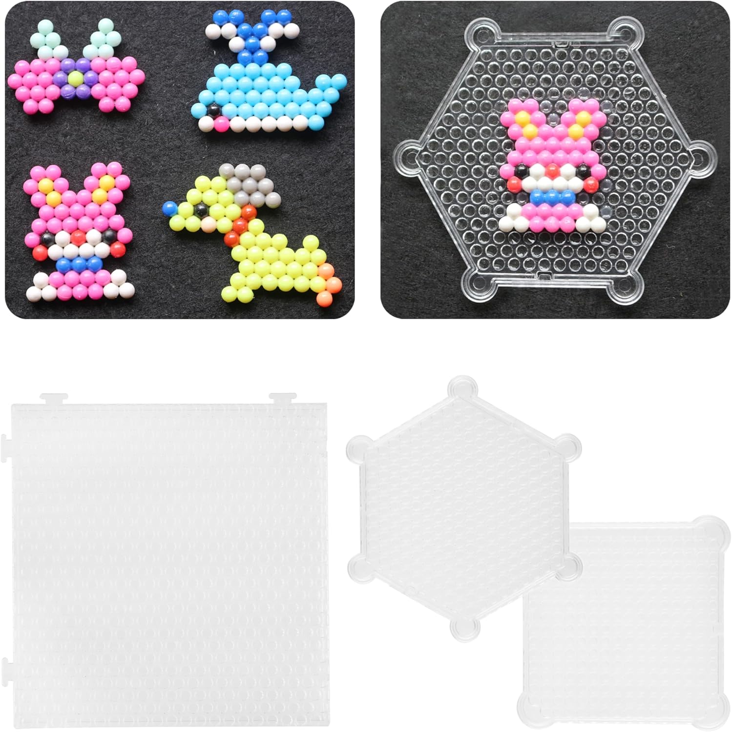 Kare & Kind Water Sticky Beads Pegboards – 7 piezas – Diferentes formas y colores – Niños, bricolaje, artes, manualidades, interior, actividades al