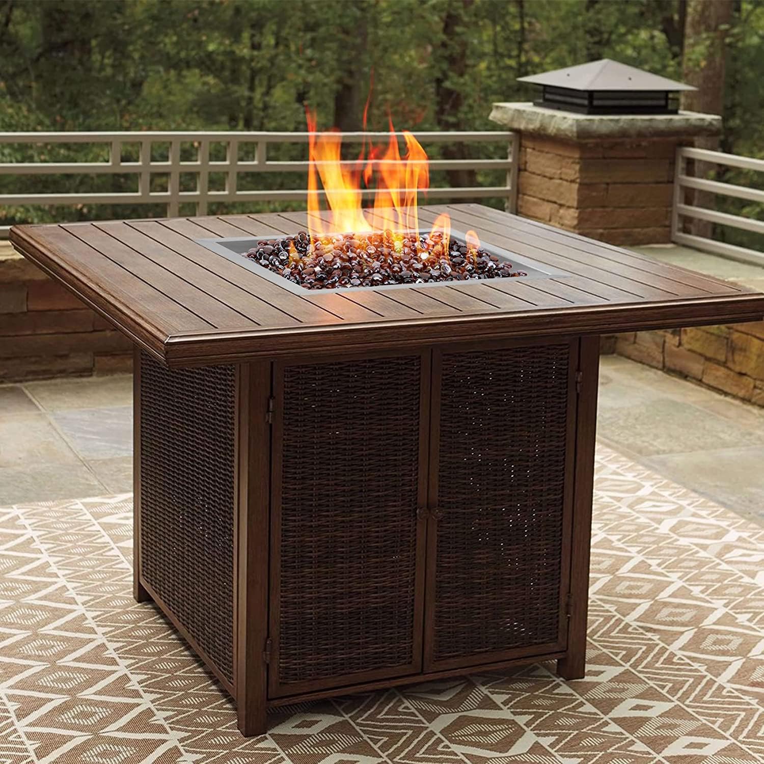 onlyfire – Anillo cuadrado de 36 pulgadas para fogata de gas natural y propano y chimenea, quemador de acero inoxidable 304 para interiores y