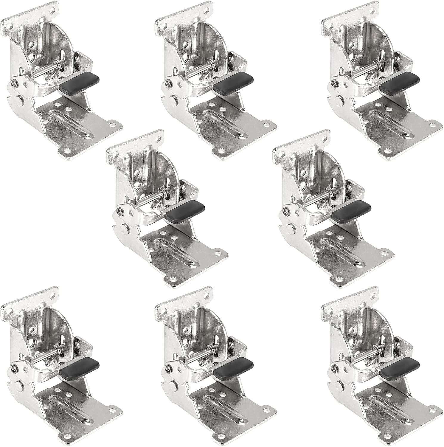 Paquete de 8 soportes plegables de 0-90-180 grados, soportes plegables de patas de mesa con bisagras autobloqueantes con tornillos de montaje,