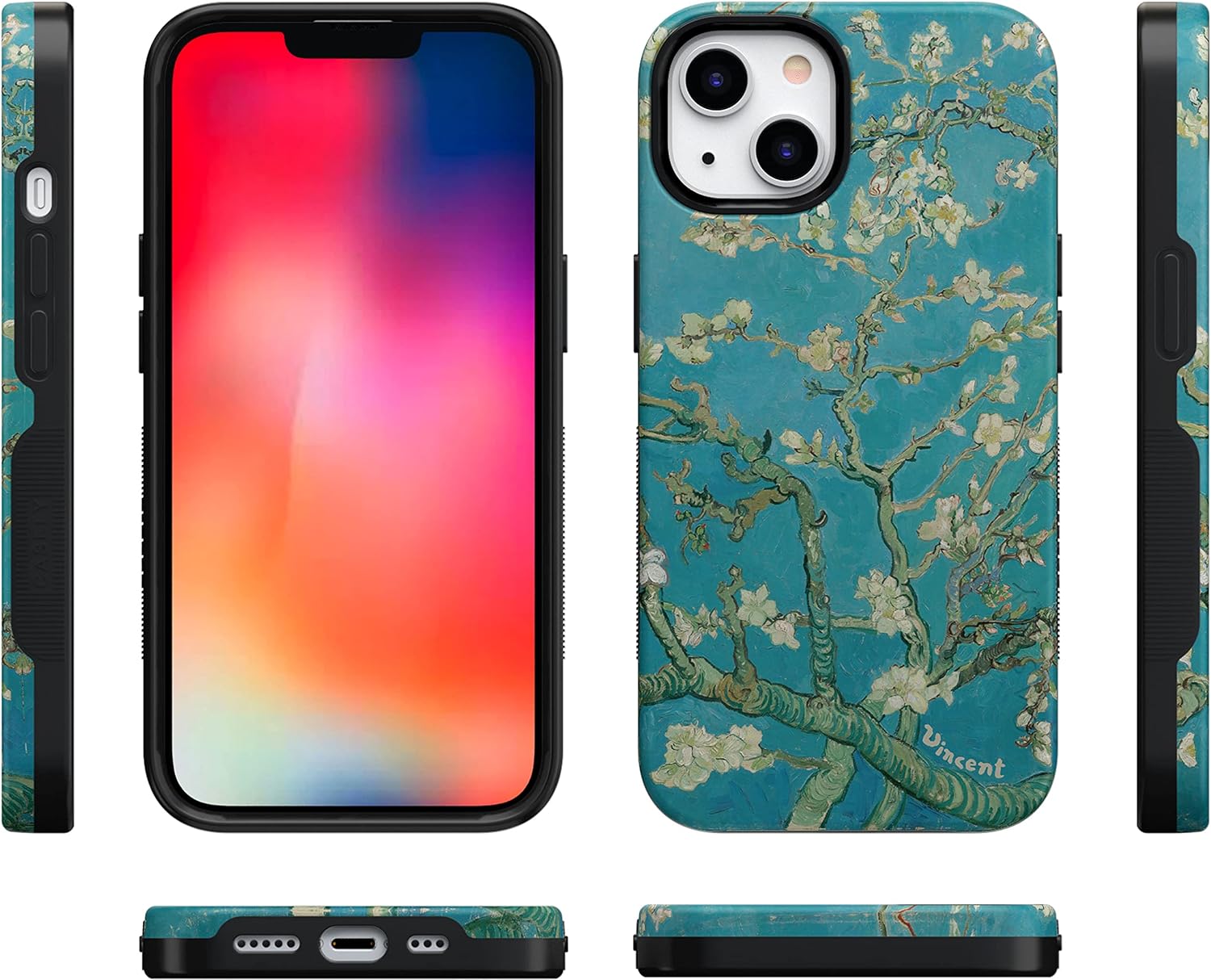 Casely Funda floral para iPhone 14  Blue Awakening  Van Gogh Almond Blossom  Compatible con MagSafe
