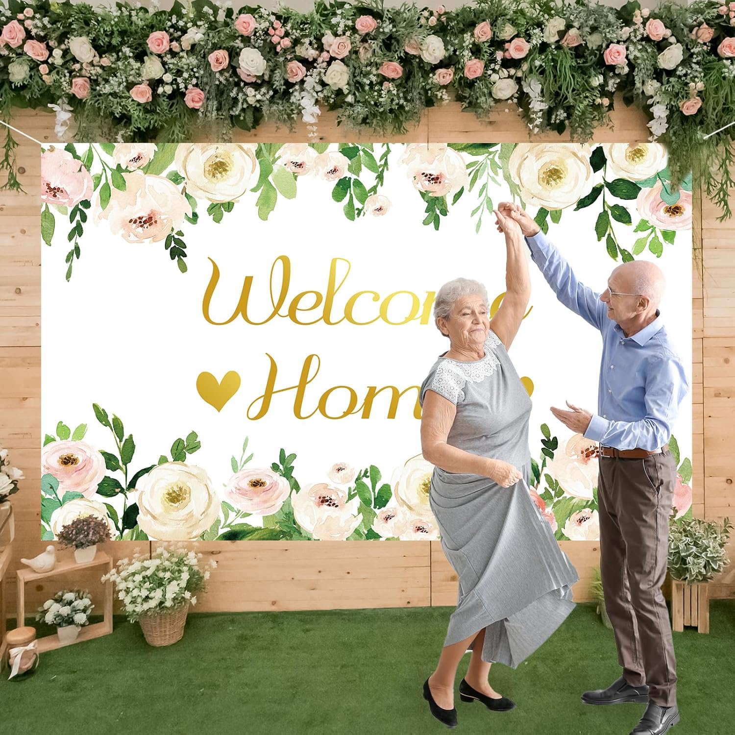 Vlipoeasn Elegante pancarta de bienvenida a casa, decoración de fiesta blanca con texto en inglés “We Missed You So Much”, suministros patrióticos