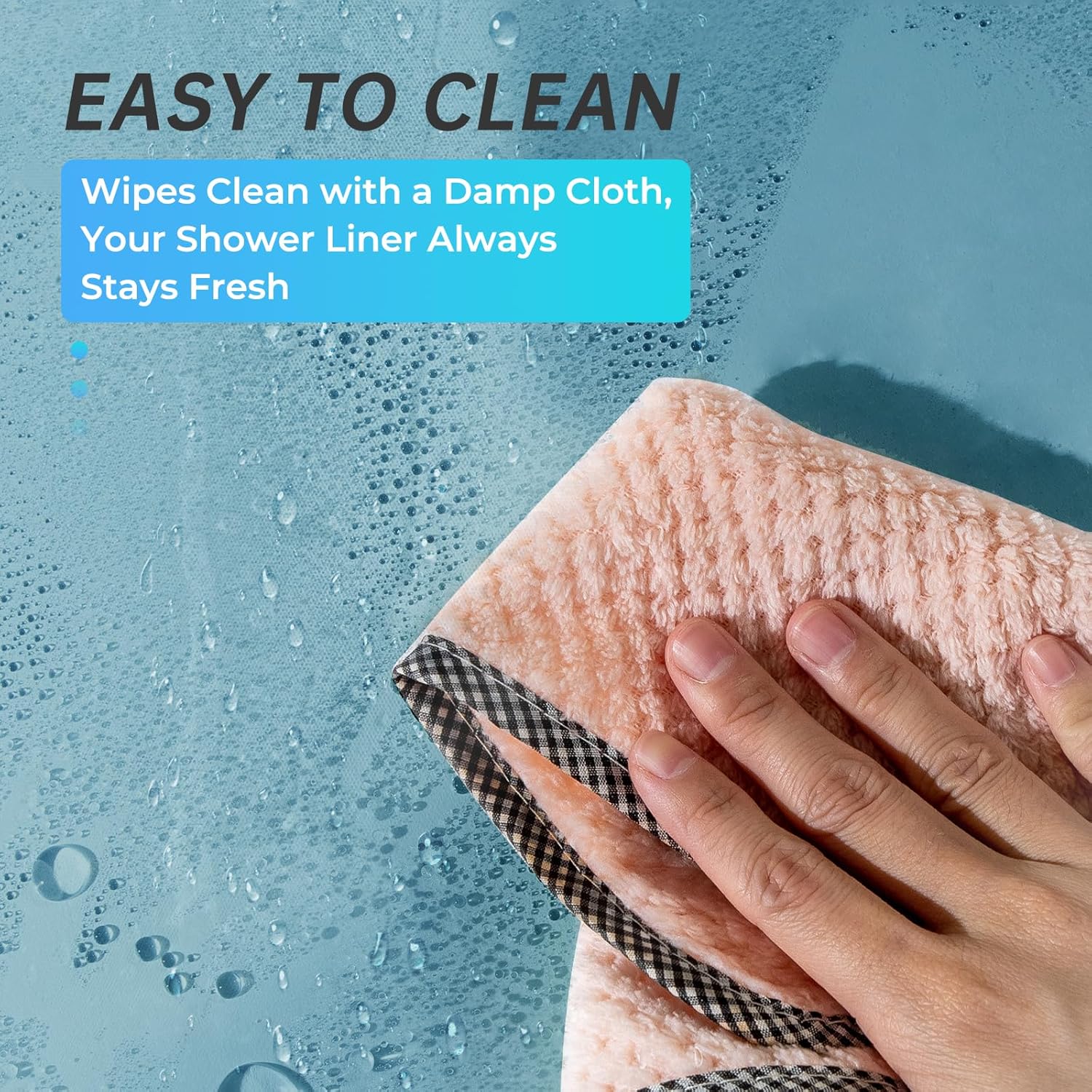 AmazerBath – Cortina de ducha de plástico, 72 x 72 pulgadas, cortina de ducha verde azulado de PEVA, impermeable, pesada, gruesa, con 3 piedras