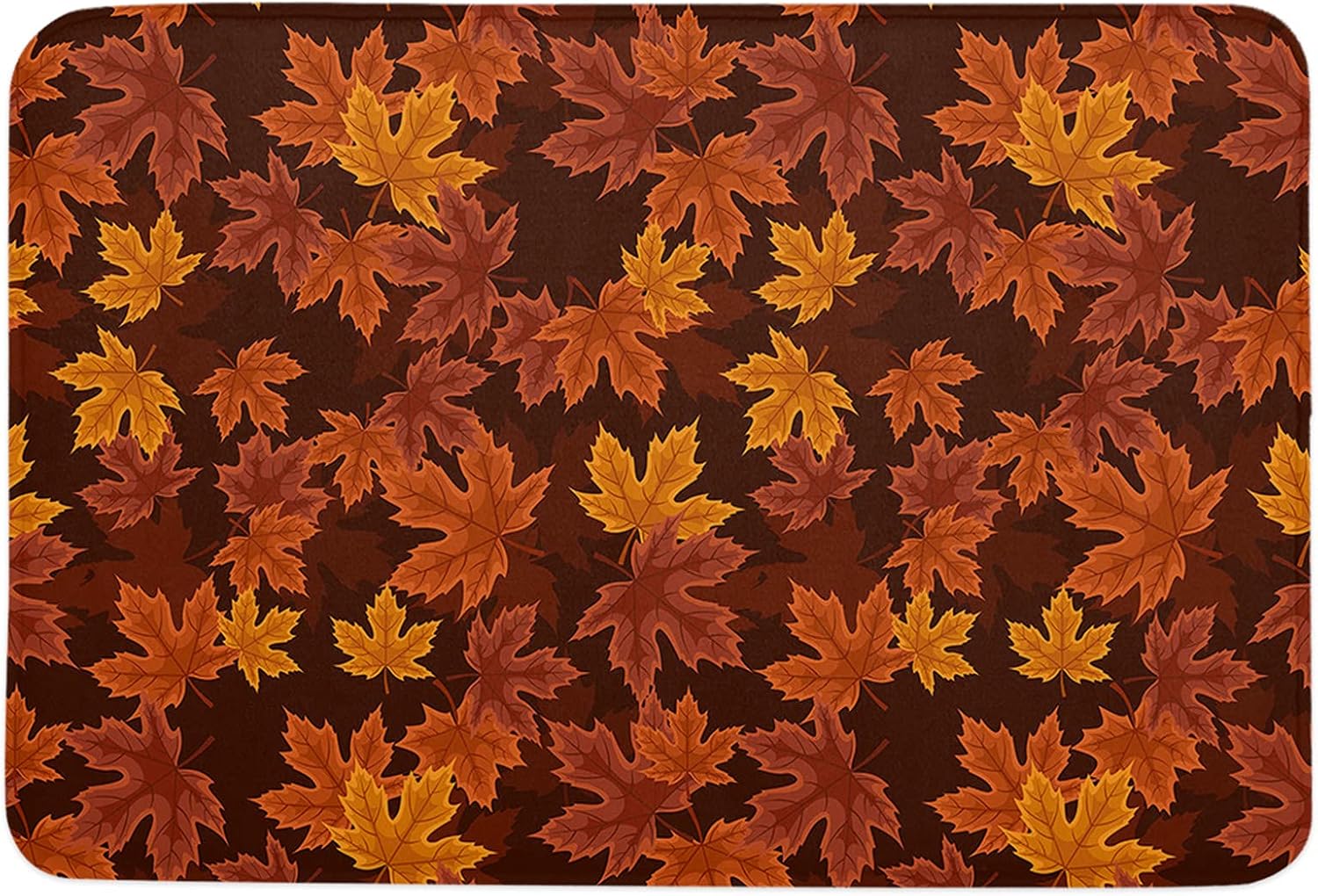 Maple Leaf Durable Bath Mat, Entrance Front Door Rug Shoes Mat Sponge Carpet, Indoor Non Slip Floor Bath Mat – Autumn Thanksgiving Day Orange Fallen