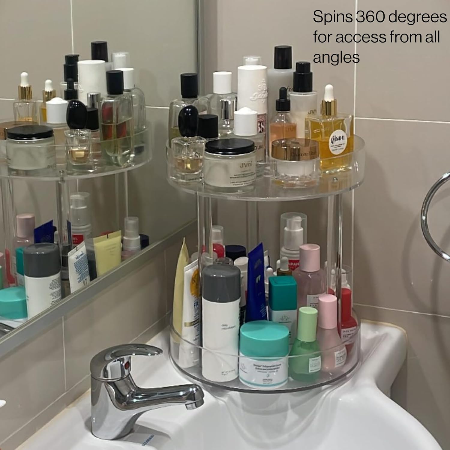 ETOILE – Soporte para el cuidado de la piel de maquillaje – Soporte giratorio de acrílico 360 para el cuidado de la piel