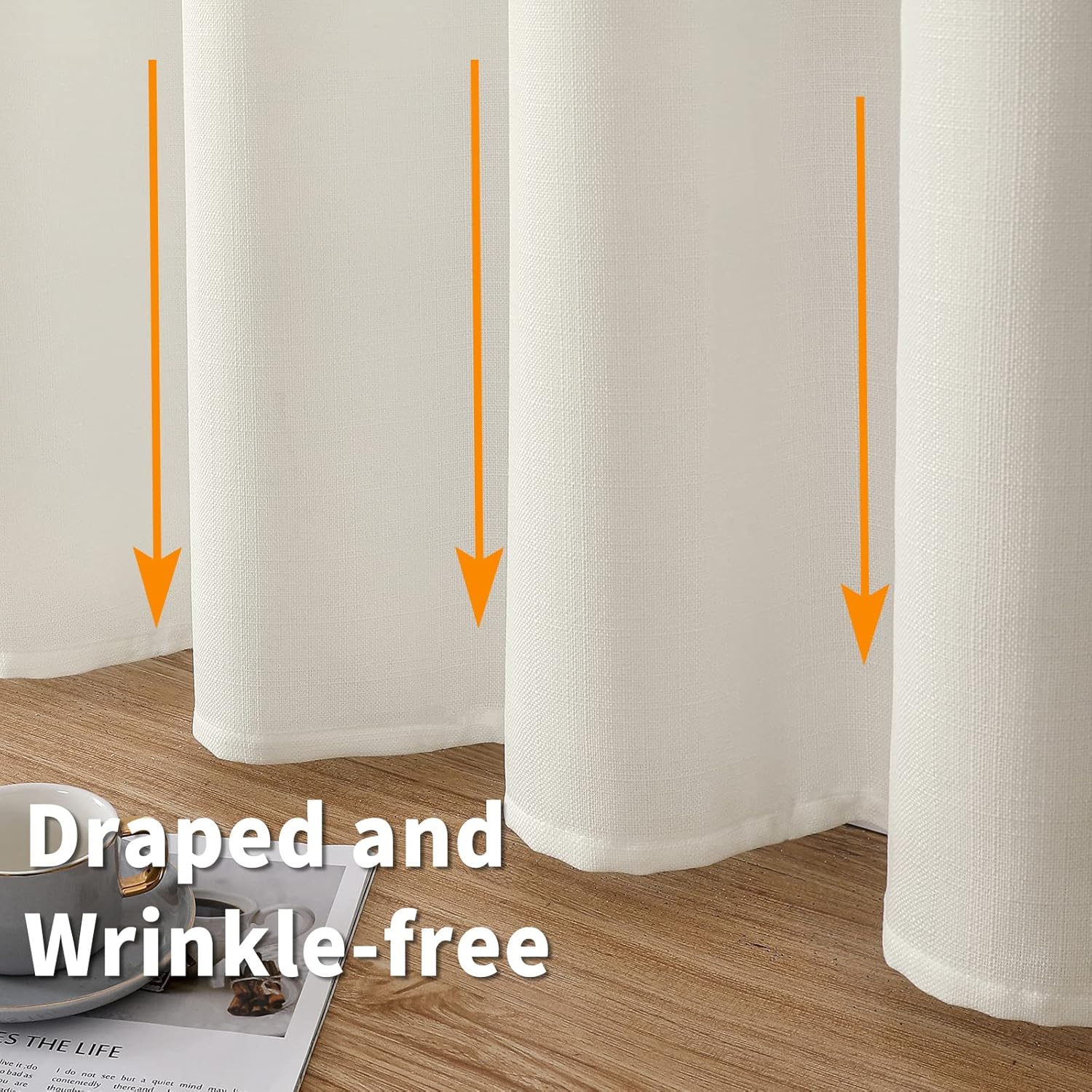 BGment Cortinas de lino sintético de 95 pulgadas de largo, juego de 2 paneles, cortinas largas para sala de estar, cortinas largas de arpillera con