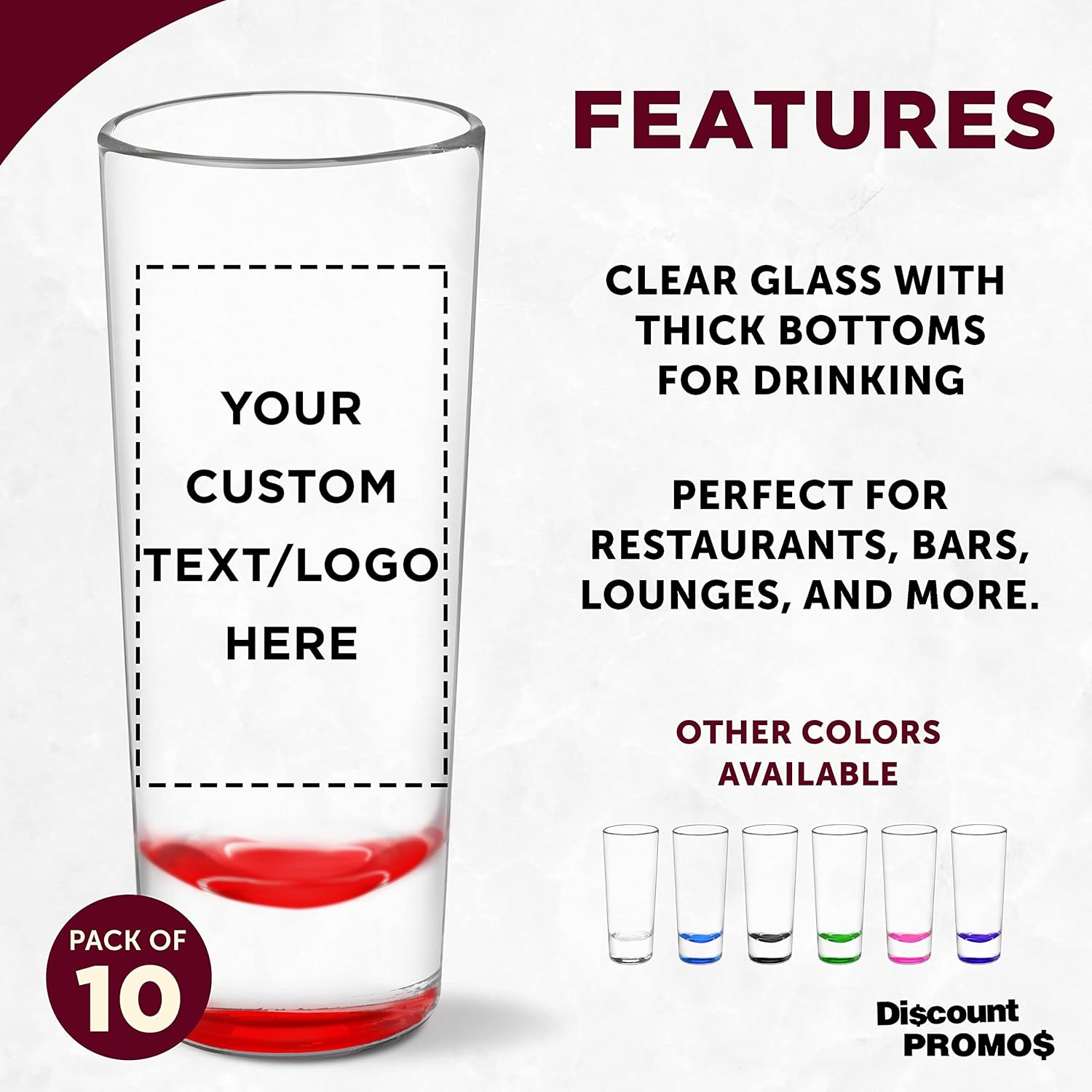 Juego de 10 vasos de chupito personalizados Cordial Shooter de 2 onzas, paquete personalizado a granel, ideal para cumpleaños, fiestas, eventos en