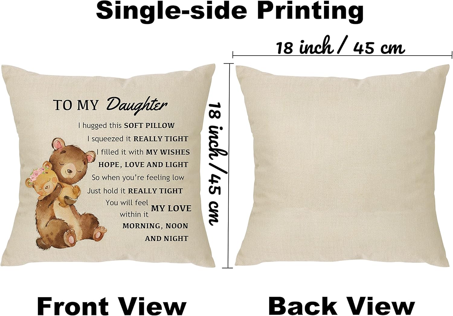 Funda de almohada para regalo con texto en inglés “To My Daughter”, divertida funda de almohada para hija, para cumpleaños, Navidad, graduación,