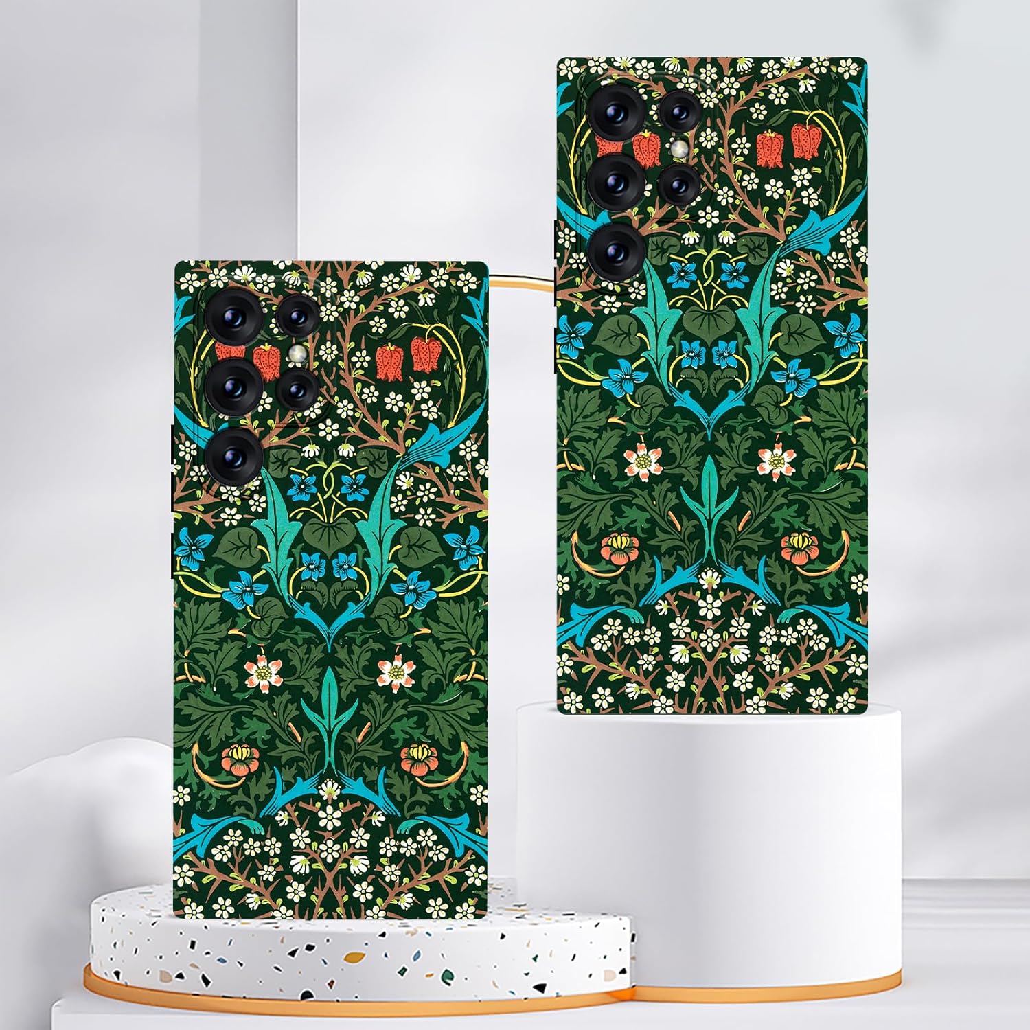 MURLEBAY Funda para Samsung Galaxy S22 Ultra, funda protectora delgada de TPU suave para teléfono con diseño de flores y plantas de flores