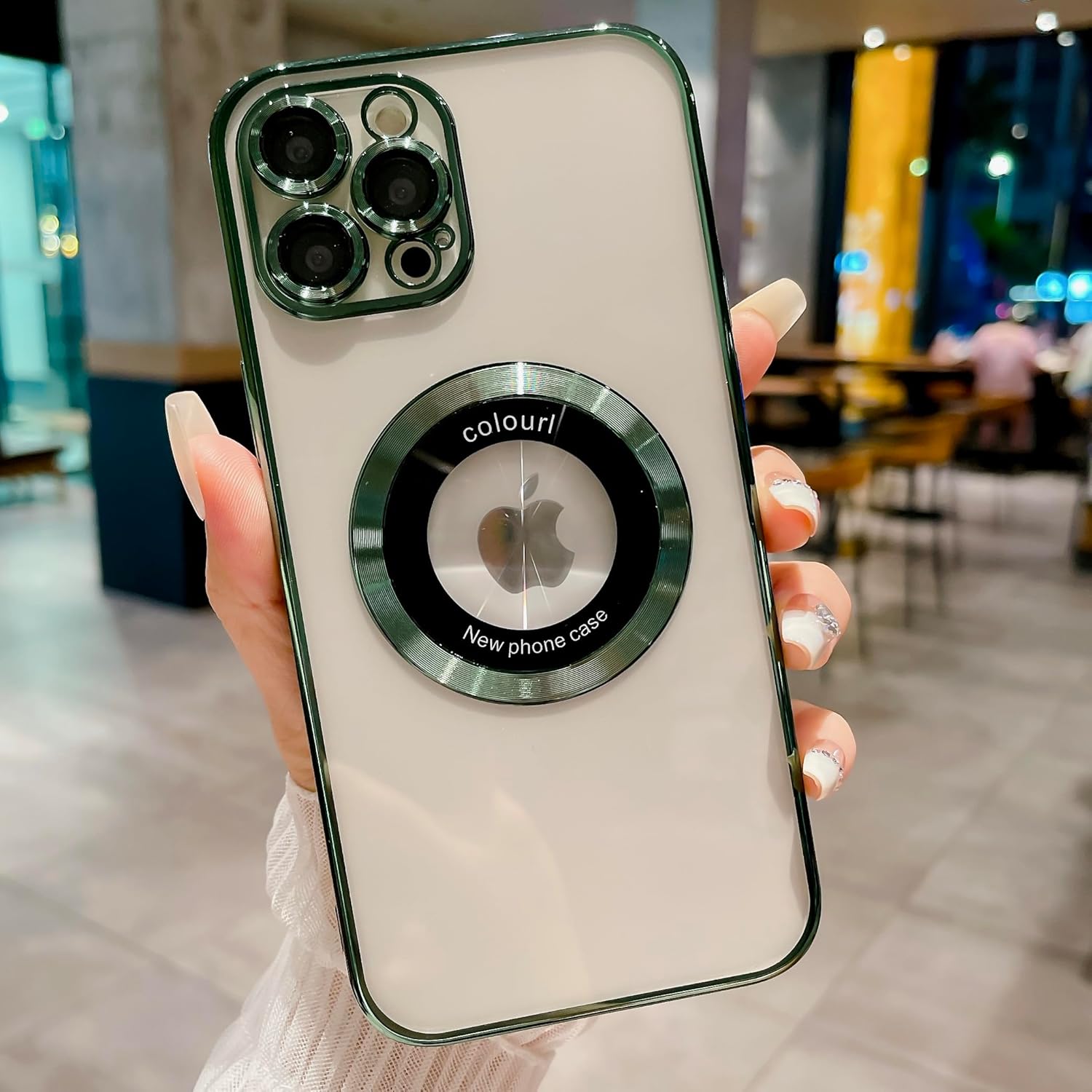 ZXDK Funda magnética con purpurina para iPhone 13 Pro Max, compatible con MagSafe con protector de cámara, funda suave y brillante de lujo, bonita y