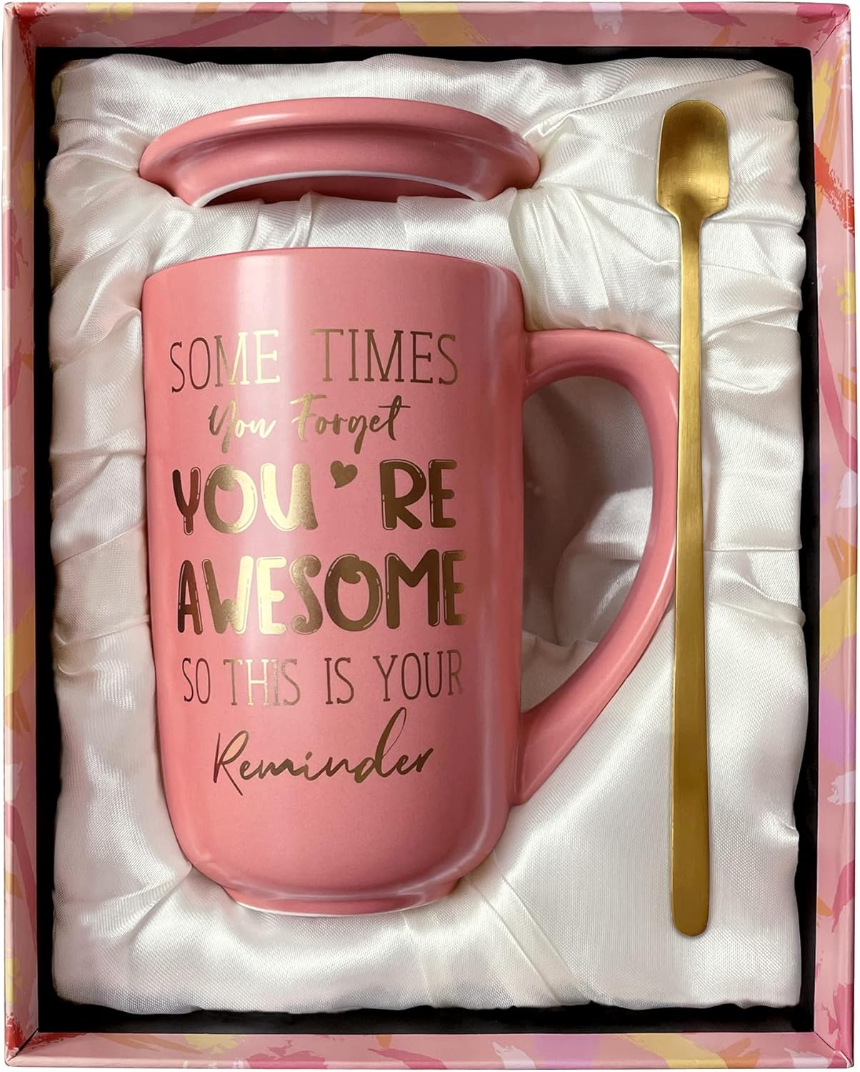 Taza de café rosa grande de 18 onzas con texto en inglés “Sometimes You Forget You’re Awesome (Sometimes You Forget You’re Awome), regalo inspirador