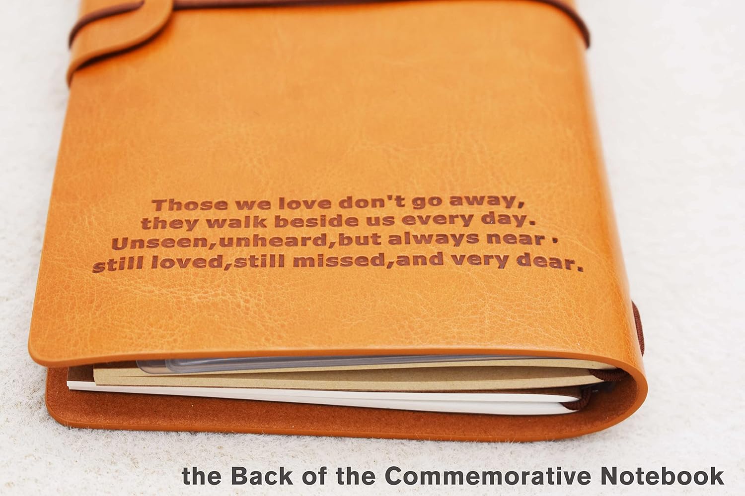 Regalo de recuerdo conmemorativo para amigos, regalo de duelo, diario de fotos de viaje recargable, con texto en inglés “Those We Love Don’t Go