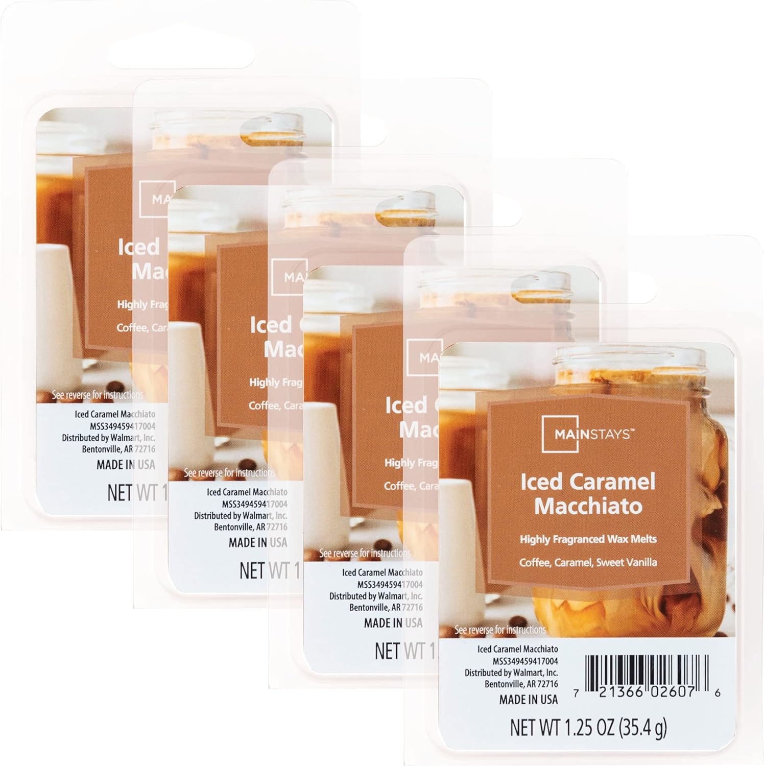 Mainstays – Cubos de cera perfumada de 1.25 onzas, paquete de 4 unidades (Iced Cramel Macchiato)