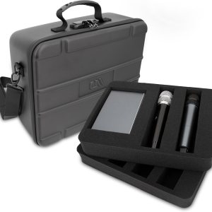 CASEMATIX Funda de micrófono portátil compatible con Sennheiser Shure y más sistemas de micrófono inalámbricos, espuma personalizable de doble capa CASEMATIX Funda de micrófono portátil compatible con Sennheiser Shure y más sistemas de micrófono inalámbricos, espuma personalizable de doble capa
