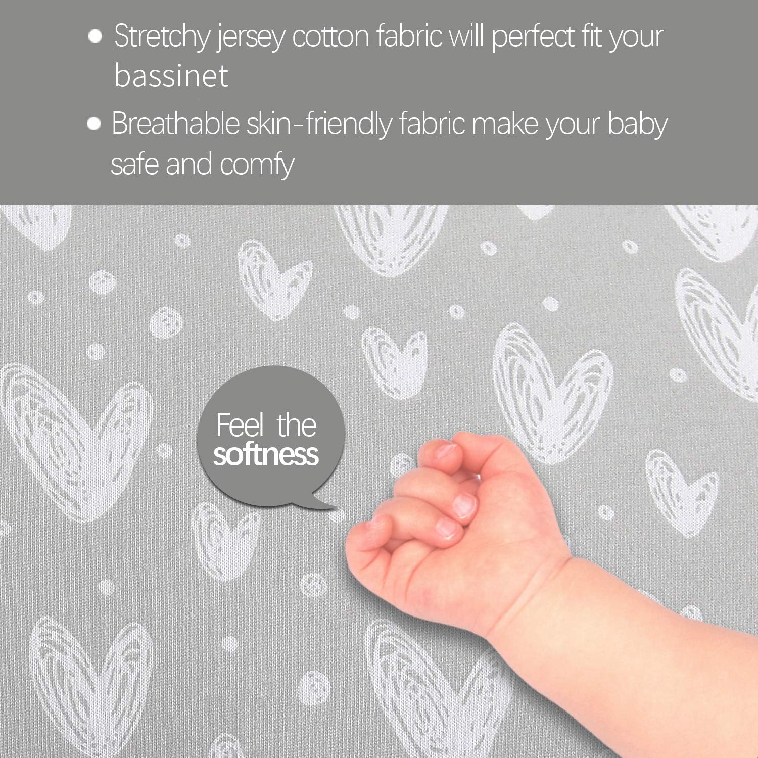 Pack and Play Sábanas compatibles con ADOVEL, BabyBond y ELEMARA 4 en 1 moisés para bebé, 2 unidades, sábanas bajeras 100% algodón jersey,