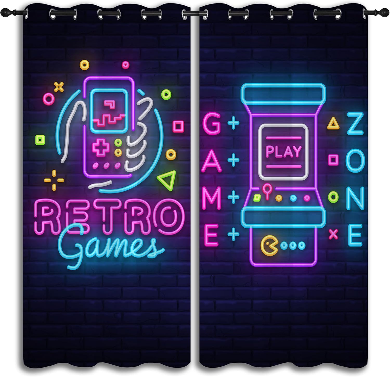 LHROOMJK Cortinas opacas con ojales para control de juegos de arcade para dormitorio de niño y niña