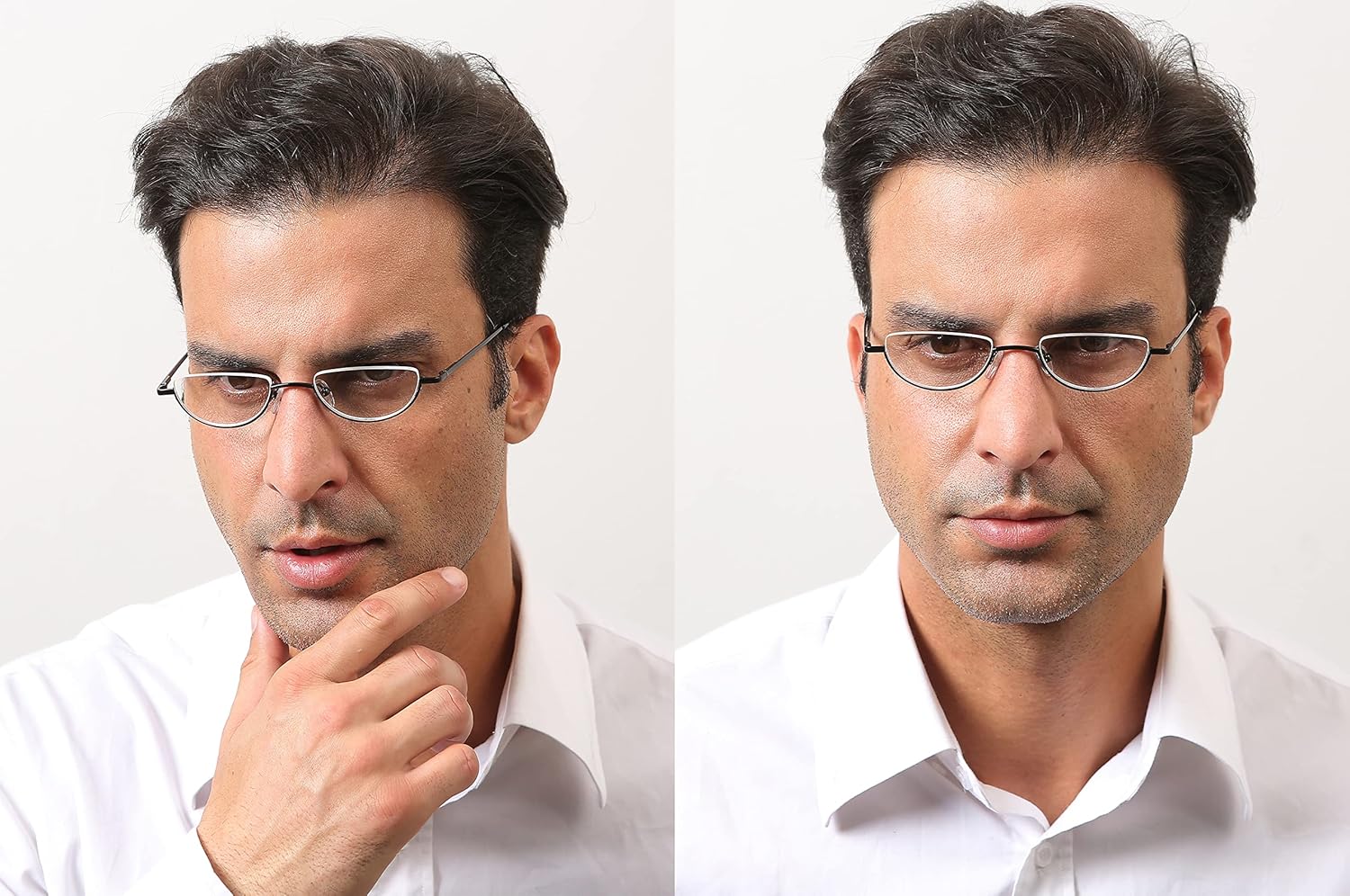REAVEE Paquete de 4 lentes de lectura retro de aleación de media luna, para mujeres y hombres, medio marco, bisagra de resorte, elegante lector