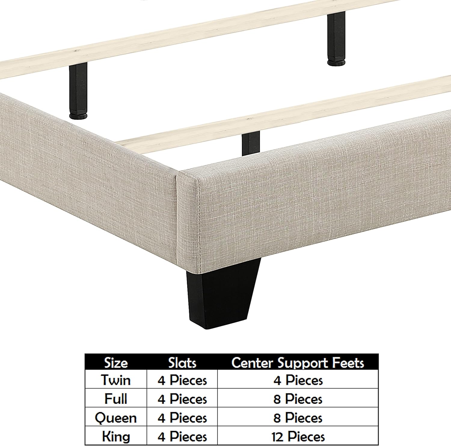 Rosevera Corrine – Base de cama tapizada con cabecero acolchado con botones, cabecera ajustable, cabecera enrollada, soporte de listones de madera,