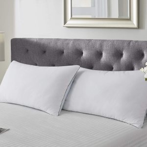 kathy ireland Almohadas de cama de plumas de ganso blanco de 233 hilos para verano, invierno (2 unidades), tamaño King kathy ireland Almohadas de cama de plumas de ganso blanco de 233 hilos para verano, invierno (2 unidades), tamaño King